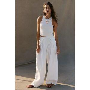 Free People White Wide Leg Draped Pants